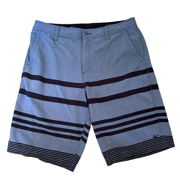 O’neill ~ Chambray Blue with Navy Blue stripes ~ Mens Boardshorts ~ size 34 - Picture 1 of 12
